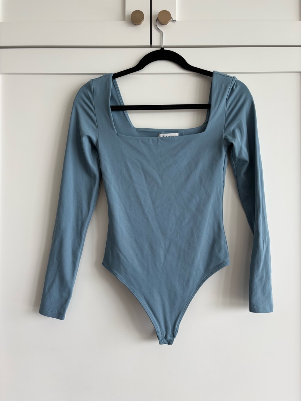 Babaton blue square neck contour bodysuit
